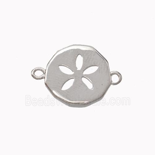 Copper Flower Connector Circle Platinum Plated