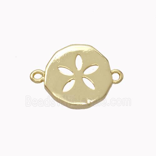 Copper Flower Connector Circle Gold Plated