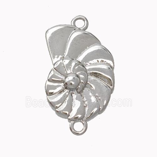 Nautilus Charms Copper Spiral Connector Shell Platinum Plated