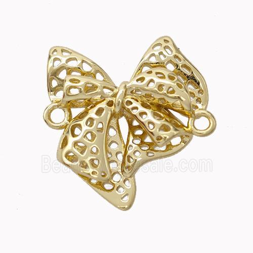 Copper Bowknot Connector Hollow Gold Plated