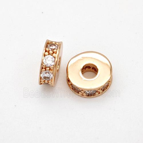 Copper Heishi Spacer Beads Micropave Zirconia Rose Gold