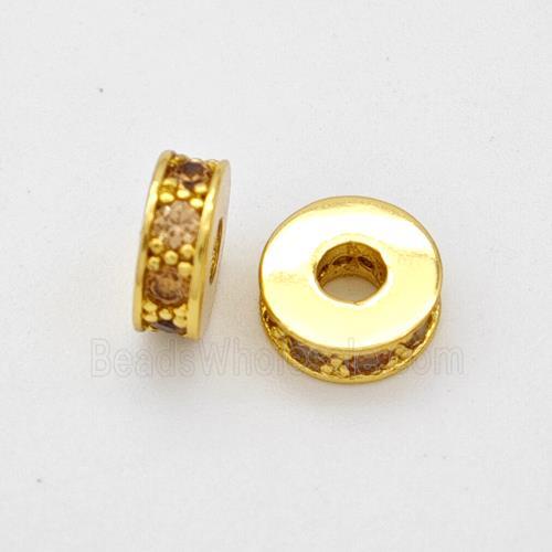 Copper Heishi Spacer Beads Micropave Zirconia Gold Plated