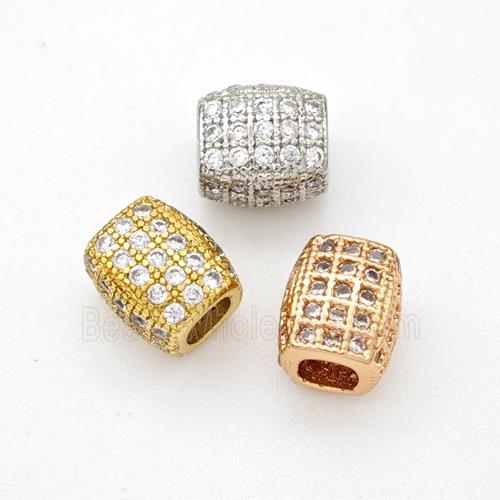 Copper Cuboid Beads Pave Zirconia Large Hole Mixed