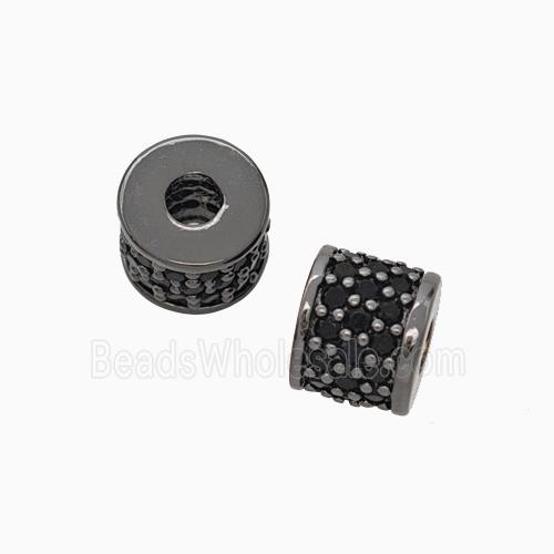 Copper Tube Beads Micropave Zirconia Black Plated