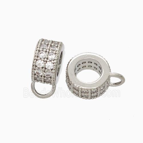 Copper Hanger Bail Micro Pave Zirconia Platinum Plated