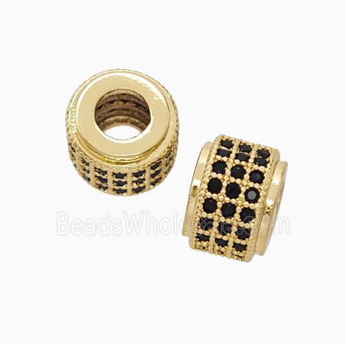 Copper Wheel Beads Pave Zirconia Large Hole Gold Plated