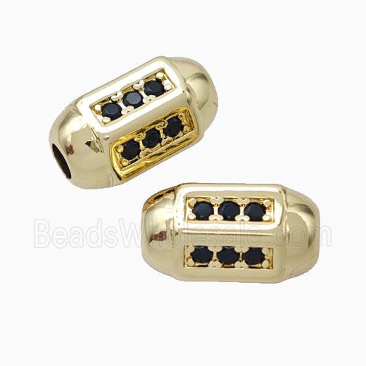 Copper Barrel Beads Pave Zirconia Large Hole Gold Plated