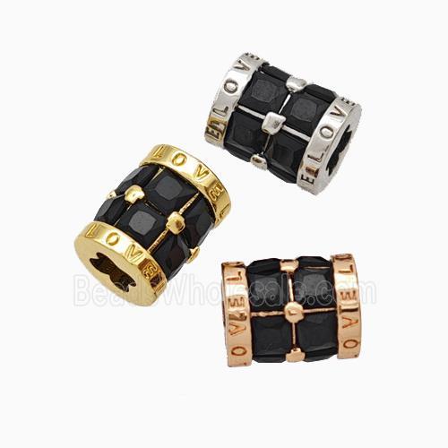 Copper Tube Beads Micropave Zirconia Cross Hole LOVE Mixed