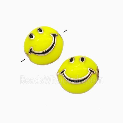Copper Emoji Beads Yellow Enamel Smileface Gold Plated