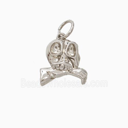 Halloween Zombie Charms Copper Skull Pendant Platinum Plated