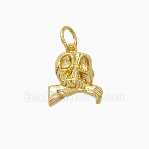 Halloween Zombie Charms Copper Skull Pendant Gold Plated
