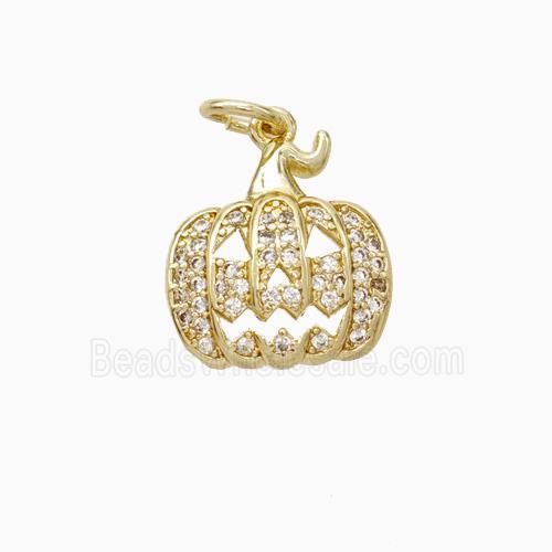 Halloween Pumpkin Charms Copper Pendant Micro Pave Zirconia Gold Plated
