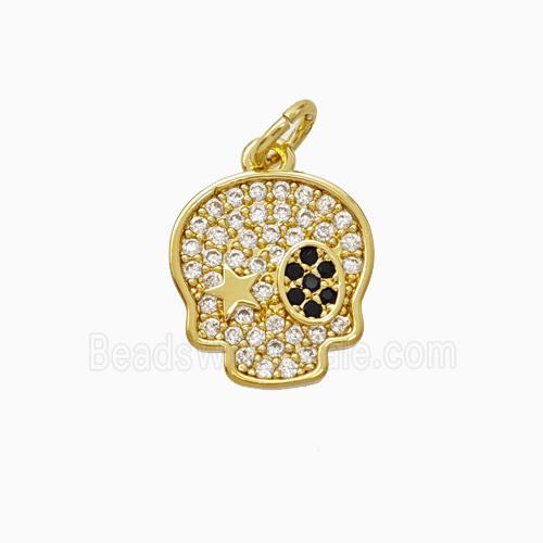 Halloween Pirate Charms Copper Pendant Pave Zirconia Gold Plated
