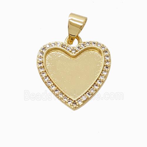 Copper Heart Pendant Micropave Zirconia Gold Plated