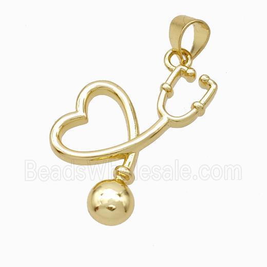 Copper Stethoscope Pendant Gold Plated