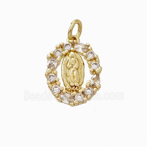 Jesus Charms Copper Pendant Pave Zirconia Gold Plated