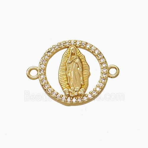Jesus Charms Copper Connector Micropave Zirconia Gold plated