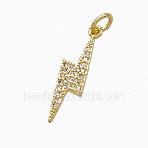 Copper Lightning Pendant Pave Zirconia Gold Plated