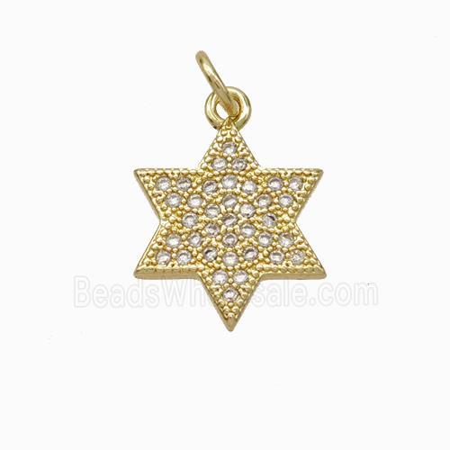 Copper Davidstar Pendant Micropave Zirconia Gold Plated