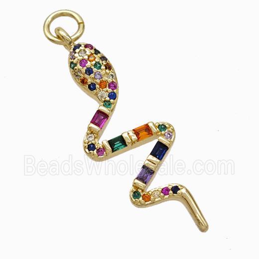 Copper Snake Pendant Pave Zirconia Gold Plated