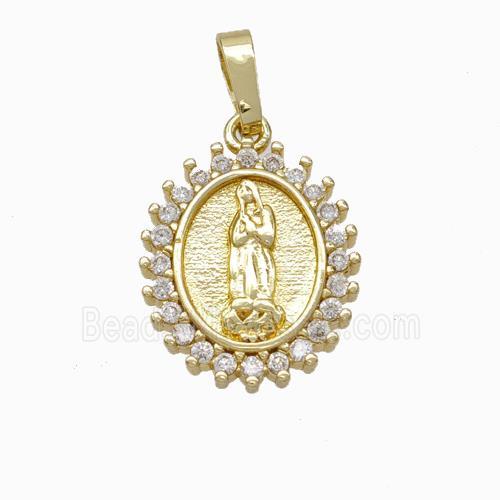 Jesus Charms Copper Pendant Pave Zirconia Gold Plated