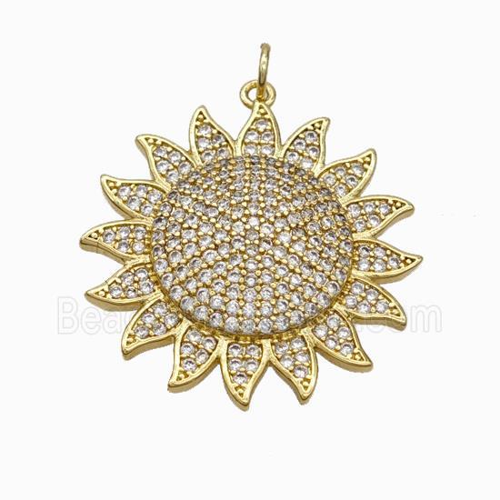 Copper Sun Pendant Micropave Zirconia Gold Plated