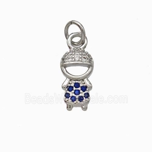 Copper Boy Kids Pendant Pave Zirconia Platinum Plated