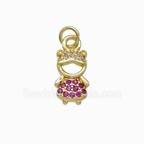 Copper Girl Kids Pendant Pave Zirconia Gold Plated