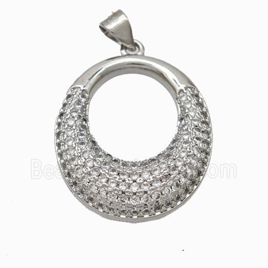 Copper GoGo Pendant Micropave Zirconia Platinum Plated