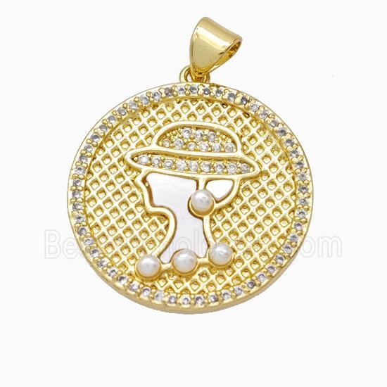 Copper Beauty Pendant Pave Zirconia Shell Resin 18K Gold Plated