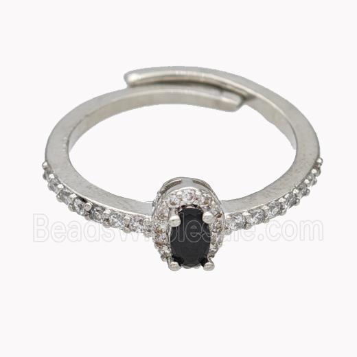 Copper Rings Micropave Zirconia Adjustable Platinum Plated