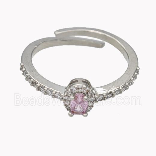 Copper Rings Micropave Zirconia Adjustable Platinum Plated