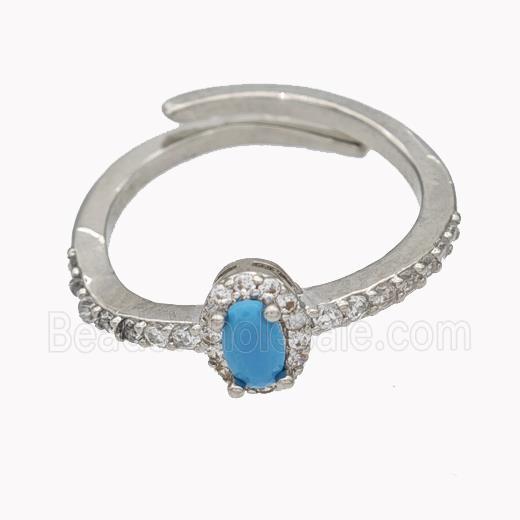 Copper Rings Micropave Zirconia Adjustable Platinum Plated