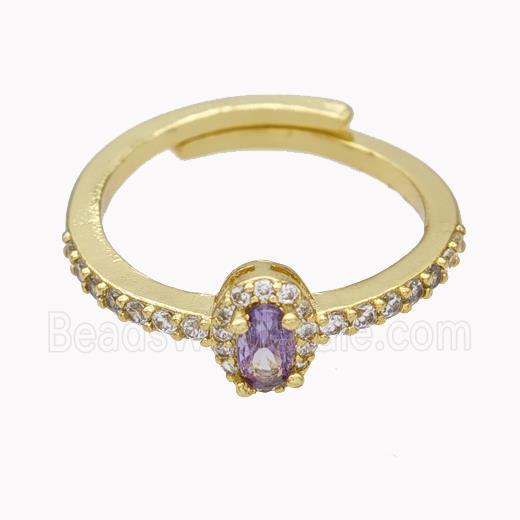 Copper Rings Micropave Zirconia Adjustable Gold Plated
