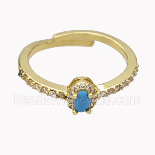 Copper Rings Micropave Zirconia Adjustable Gold Plated