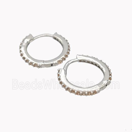 Copper Hoop Earrings Pave Zirconia Platinum Plated