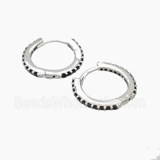 Copper Hoop Earrings Pave Zirconia Platinum Plated