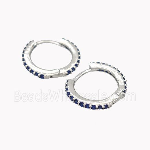 Copper Hoop Earrings Pave Zirconia Platinum Plated