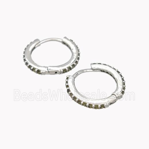 Copper Hoop Earrings Pave Zirconia Platinum Plated