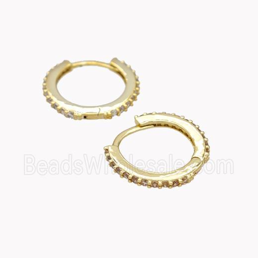 Copper Hoop Earrings Pave Zirconia Gold Plated