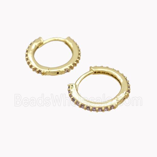 Copper Hoop Earrings Pave Zirconia Gold Plated