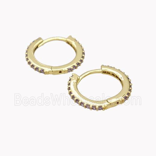 Copper Hoop Earrings Pave Zirconia Gold Plated
