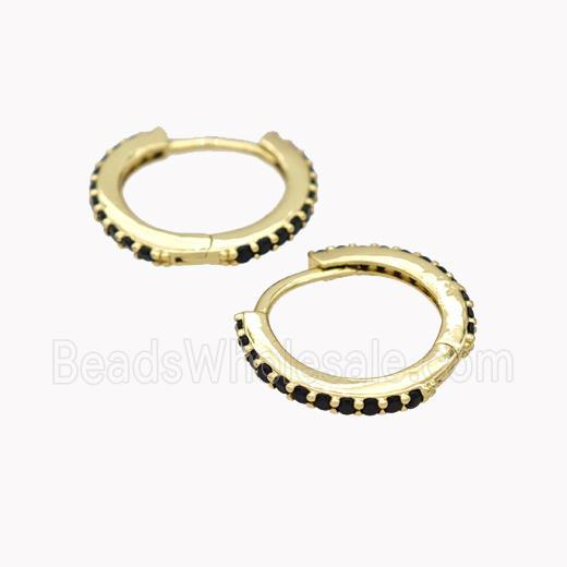 Copper Hoop Earrings Pave Zirconia Gold Plated