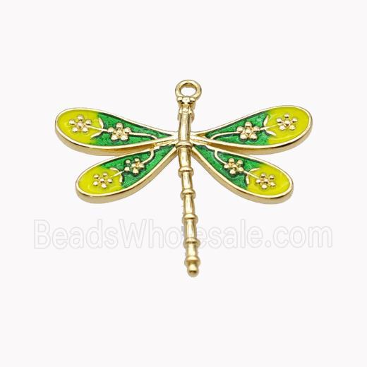 Copper Dragonfly Pendant Yellow Enamel Gold Plated