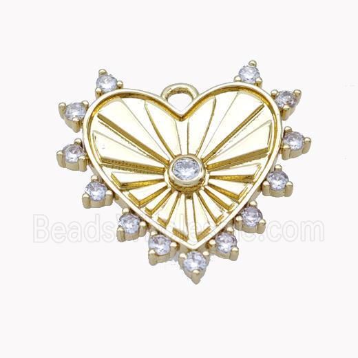 Copper Heart Pendant Micropave Zirconia Gold Plated