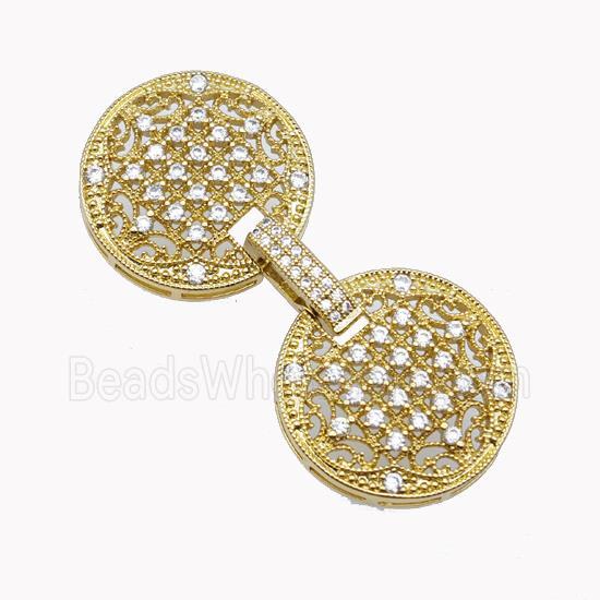 Copper Clasp Pave Zirconia Flower Gold Plated