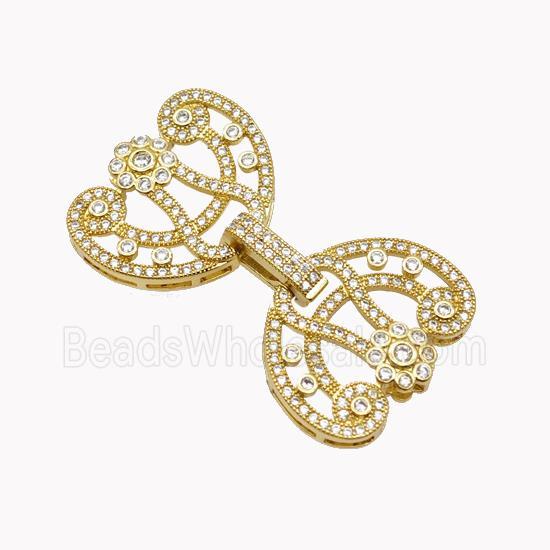 Copper Clasp Pave Zirconia Flower Gold Plated