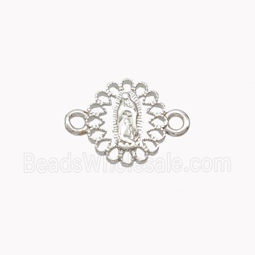 Virgin Mary Charms Copper Connector Platinum Plated