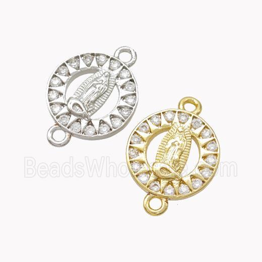 Virgin Mary Charms Copper Connector Pave Zirconia Mixed