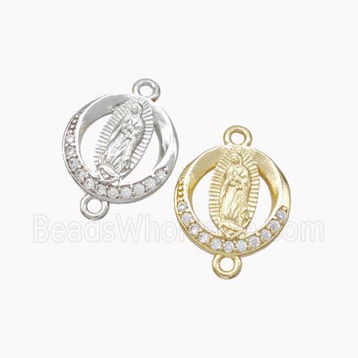 Virgin Mary Charms Copper Connector Pave Zirconia Mixed
